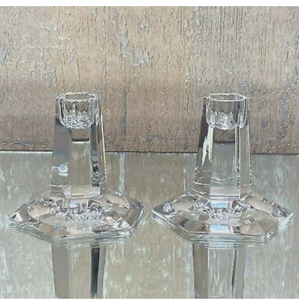 Tiffany & Co. Frank Lloyd Wright, Elegant Crystal Candle Holders (pair)